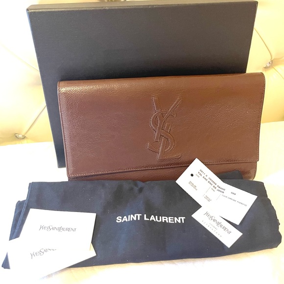 ysl clutch brown